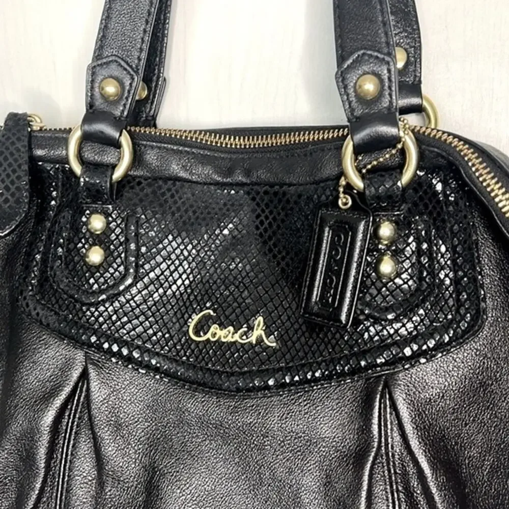 Coach Ashley Black Python Leather Satchel Purse